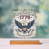 Vintage Eagle Amerika 1776 Patriottisch Acryl Bord (Neutraal)
