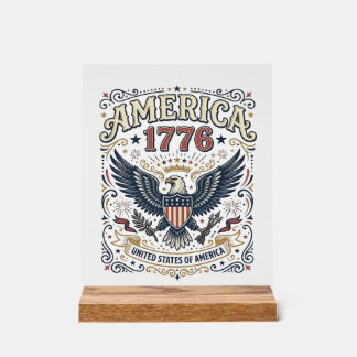 Vintage Eagle Amerika 1776 Patriottisch Acryl Bord