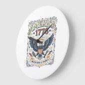 Vintage Eagle Amerika 1776 Patriottisch Grote Klok (Hoek)