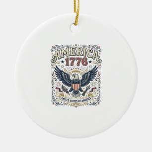Vintage Eagle Amerika 1776 Patriottisch Keramisch Ornament
