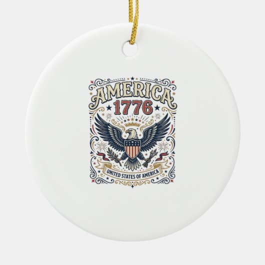 Vintage Eagle Amerika 1776 Patriottisch Keramisch Ornament (Voorkant)