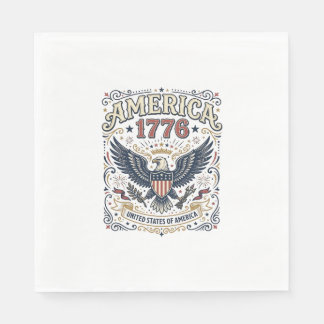 Vintage Eagle Amerika 1776 Patriottisch Servet