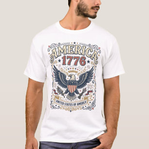 Vintage Eagle Amerika 1776 Patriottisch T-shirt