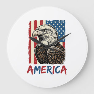 Vintage Eagle Amerika Patriottisch Shirt Ontwerp_1 Grote Klok