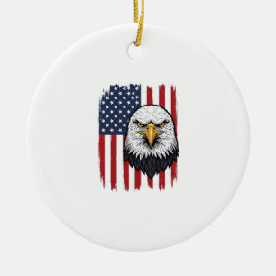 Vintage Eagle Amerikaanse Vlag Patriottisch Shirt Keramisch Ornament