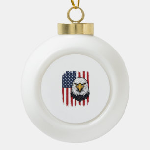 Vintage Eagle Amerikaanse Vlag Patriottisch Shirt Keramische Bal Ornament