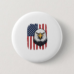 Vintage Eagle Amerikaanse Vlag Patriottisch Shirt  Ronde Button 5,7 Cm