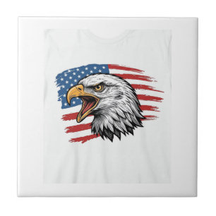 Vintage Eagle Flag Patriottische Vector T-shirt On Tegeltje