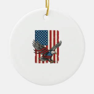 Vintage Eagle Flag Vector Patriottisch Shirt Ontwe Keramisch Ornament