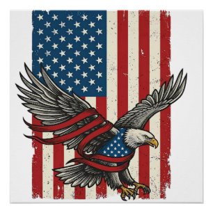 Vintage Eagle Flag Vector Patriottisch Shirt Ontwe Perfect Poster