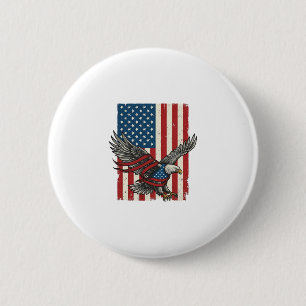 Vintage Eagle Flag Vector Patriottisch Shirt Ontwe Ronde Button 5,7 Cm