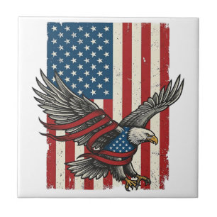 Vintage Eagle Flag Vector Patriottisch Shirt Ontwe Tegeltje
