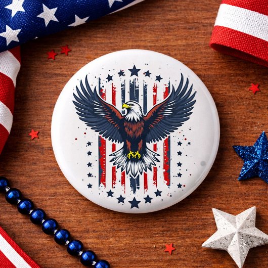 Vintage Eagle Patriottisch Ronde Button 3,2 Cm