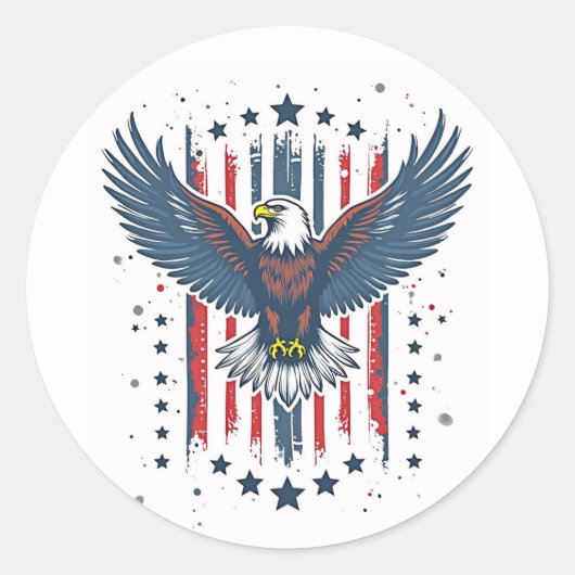 Vintage Eagle Patriottisch Ronde Sticker (Voorkant)
