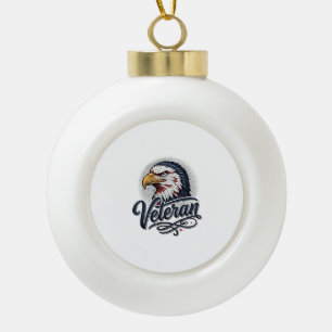 Vintage Eagle Veteraan Patriottisch Shirt Ontwerp_ Keramische Bal Ornament