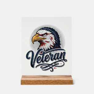 Vintage Eagle Veteran Patriottische Shirt Ontwerp_ Acryl Bord