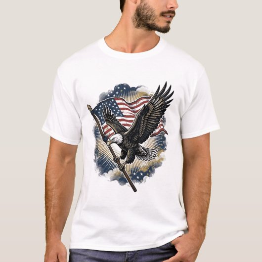 Vintage Eagle Vlag Patriottisch Shirt Ontwerp_1 (Voorkant)