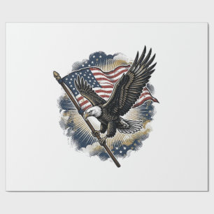 Vintage Eagle Vlag Patriottisch Shirt Ontwerp_1 Cadeaupapier