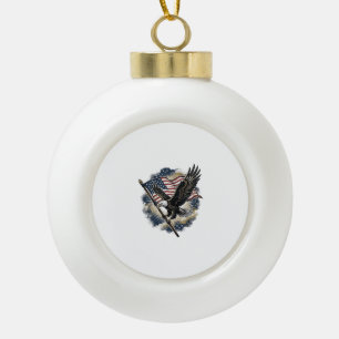 Vintage Eagle Vlag Patriottisch Shirt Ontwerp_1 Keramische Bal Ornament
