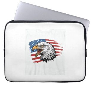 Vintage Eagle Vlag Patriottische Vector T-Shirt On Laptop Sleeve