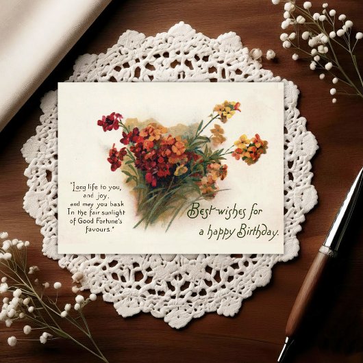 Vintage Early 1900's Birthday Greeting Postcard Briefkaart