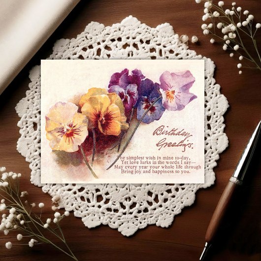 Vintage Early 1900's Birthday Greeting Postcard Briefkaart