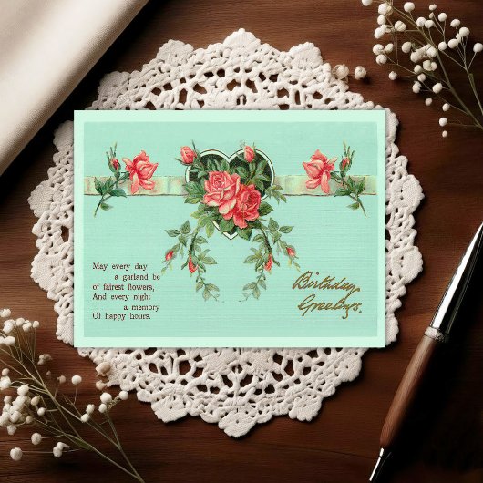 Vintage Early 1900's Birthday Greeting Postcard Briefkaart