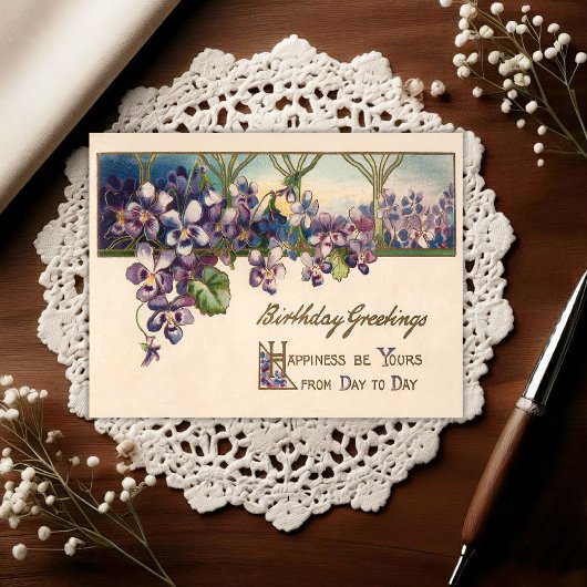 Vintage Early 1900's Birthday Greeting Postcard Briefkaart