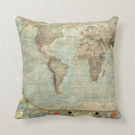 Vintage Earth Wereldbol Map Sierkussen afdrukken
