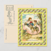 Vintage Easter, 1930s, Children and giant egg Feestdagenkaart (Voorkant / Achterkant)