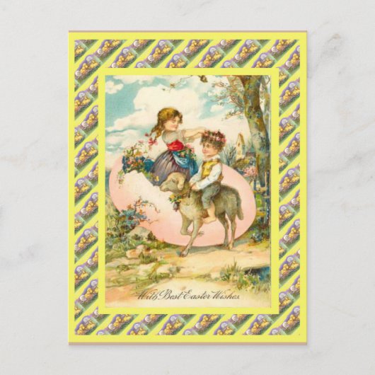 Vintage Easter, 1930s, Children and giant egg Feestdagenkaart (Voorkant)