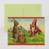 Vintage Easter Bunny and Gnome Briefkaart (Voorkant / Achterkant)