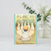Vintage Easter Bunny Choir and Daffodils Briefkaart (Staand voorkant)