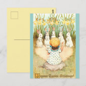 Vintage Easter Bunny Choir and Daffodils Briefkaart (Voorkant / Achterkant)