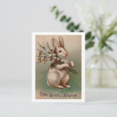 Vintage Easter Bunny Greetings Feestdagenkaart (Staand voorkant)