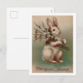Vintage Easter Bunny Greetings Feestdagenkaart (Voorkant / Achterkant)