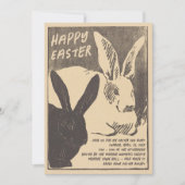 Vintage Easter Bunny Invitation - Easter Egg Hunt Kaart (Voorkant)