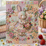 Vintage Easter Bunny Patchwork Floral Strawberry Feestdagenkaart<br><div class="desc">Adorable vintage Easter bunny postcard with cottage core patchwork design. Cute rabbit with strawberries,  spring flowers,  gingham,  and polka dots. Nostalgic shabby chic style perfect for Easter greetings,  spring celebrations,  and bunny lovers. Whimsical pastel colors with vintage floral patterns.</div>