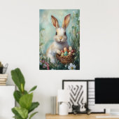 Vintage Easter Bunny Print, Retro Rabbit Poster (Thuiskantoor)