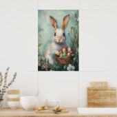 Vintage Easter Bunny Print, Retro Rabbit Poster (Keuken)