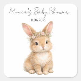 Vintage Easter Bunny Rabbit Baby Watercolor Vierkante Sticker