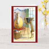 Vintage Easter Bunny Spring Kaart (Gele Bloem)