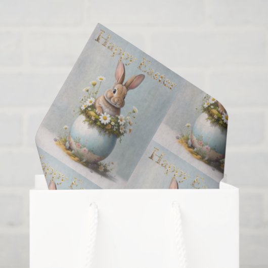 Vintage Easter Bunny with daisies Tissuepapier (Cadeauzakje)