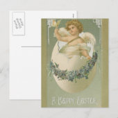 Vintage Easter Cherub Feestdagenkaart (Voorkant / Achterkant)