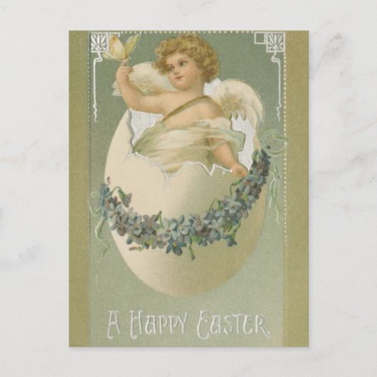 Vintage Easter Cherub Feestdagenkaart (Voorkant)