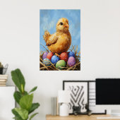 Vintage Easter Chick Art Print, Pastel Farmhouse Poster (Thuiskantoor)