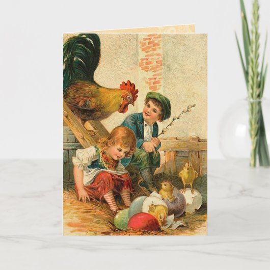 Vintage Easter Chick Card Feestdagen Kaart (Voorkant)
