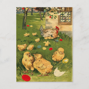 Vintage Easter Chick Postcard Feestdagenkaart