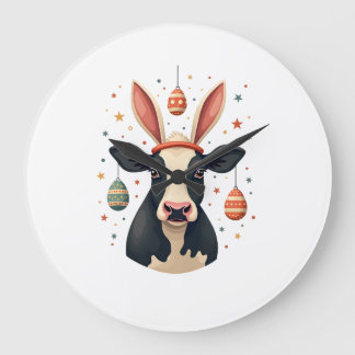 Vintage Easter Cow Bunny Ears Cute Farm Animal Egg Grote Klok