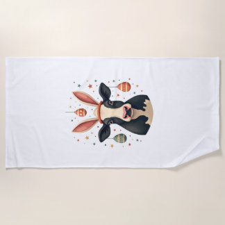 Vintage Easter Cow Bunny Ears Cute Farm Animal Egg Strandlaken